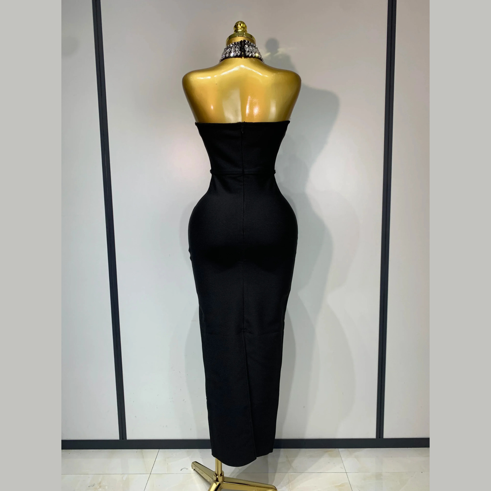 Avelyne - Embellished Strapless Bandage Dress