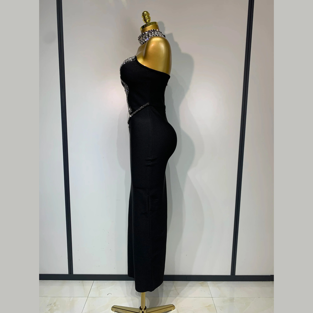 Avelyne - Embellished Strapless Bandage Dress