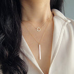Metal Bar Tassel Layered Necklace