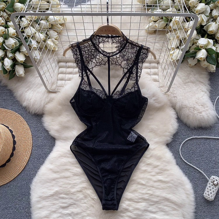 Sexy Black Lace Slim-fitting Jumpsuit