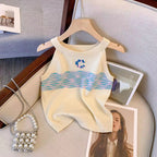 Color Blocking Sleeveless Knitted Top