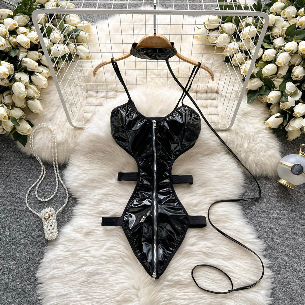 Dark Niche Zipped Leather Jumpsuit