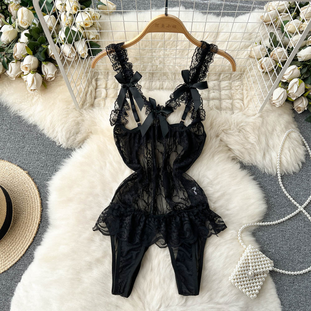 Fishbone Corset Black Lace Jumpsuit