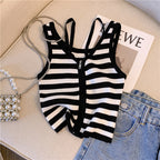 Black&White Striped Zip Camisole