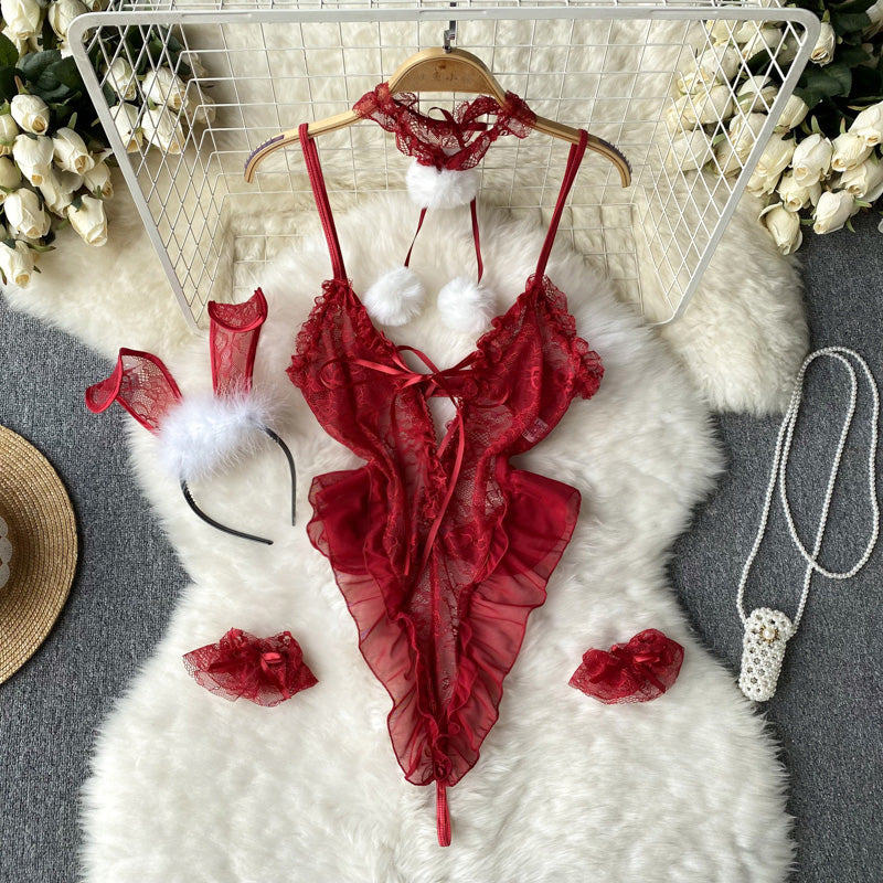 Sexy Lace Hollowed High-cut Jumpsuit