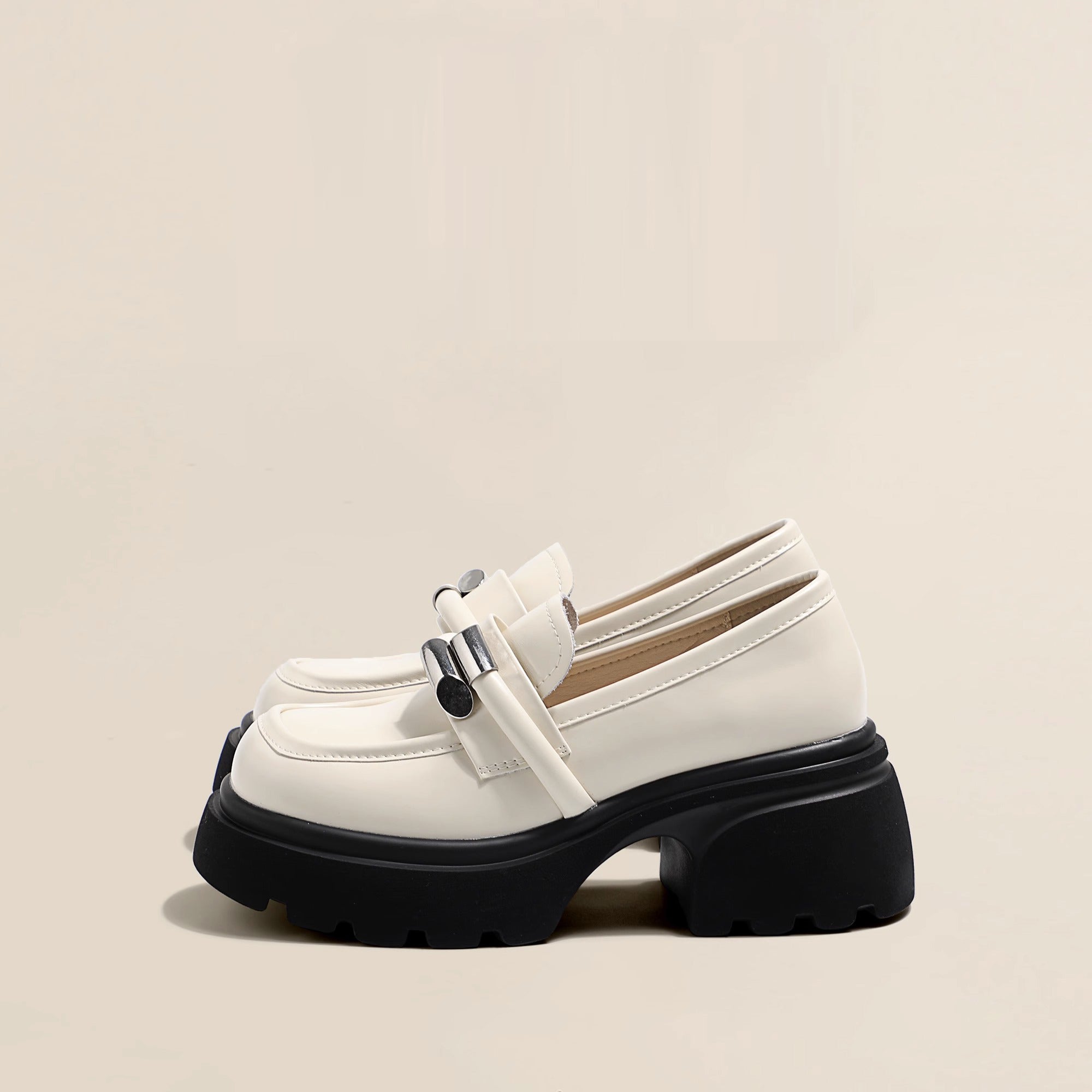 Muffin Thick Bottom High-heeled Loafers