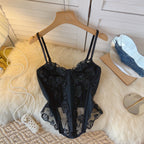 Black Mesh Camisole Tank tops