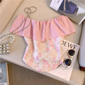 Sweet Ruffled Floral Off-shoulder Top