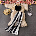 Chest Cushion V-Neck Short Halter Vest Two-Piece Set