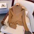 Niche Hollowed Crossover Zipped Knitwear