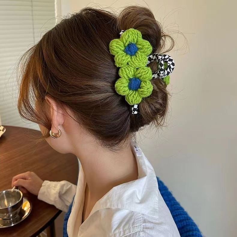 Colorful Tweed Floral Hair Clip