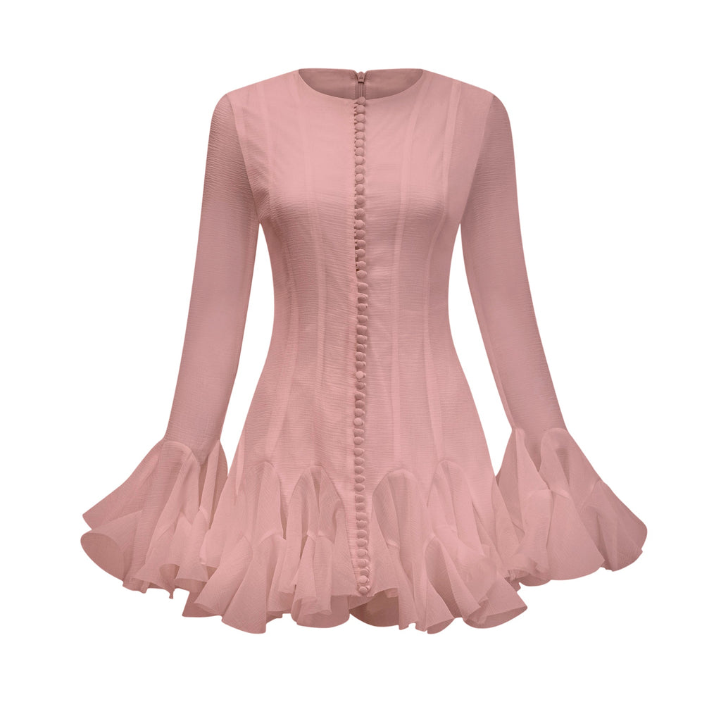 Orphee Semi-Sheer Flared Mini Dress