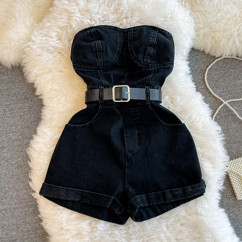 Strapless Denim Shorts
