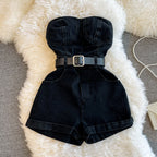 Strapless Denim Shorts