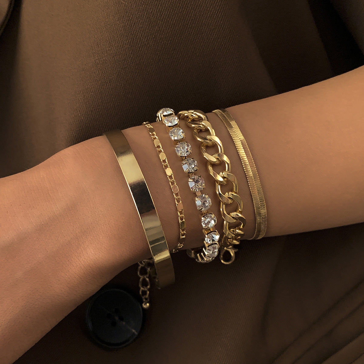 Multi-Element Rhinestone Bracelet Set