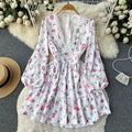 Sweet Lace V-neck Floral Dress