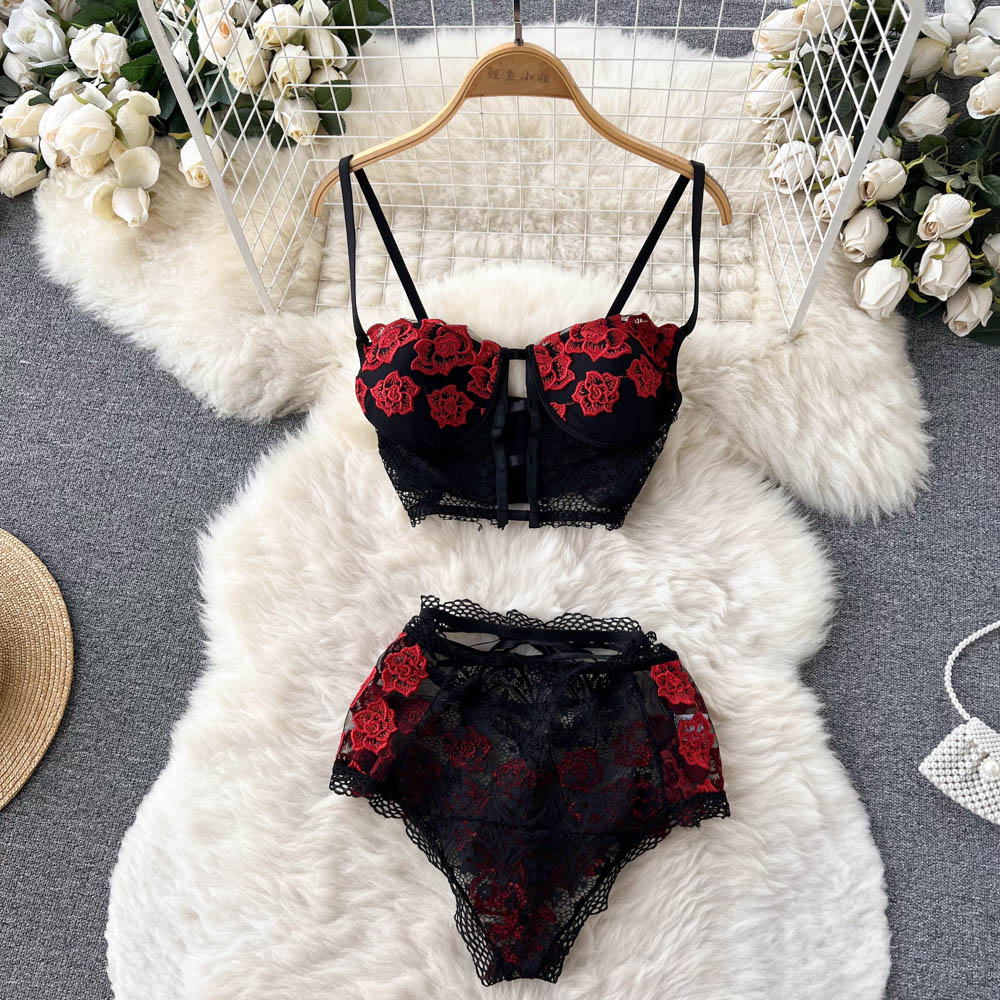 Black Lace Sexy Lingerie 2Pcs Set