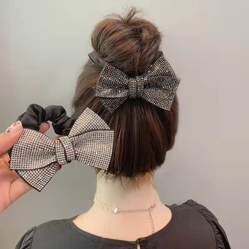 Rhinestone Studded Bow Hair Rope