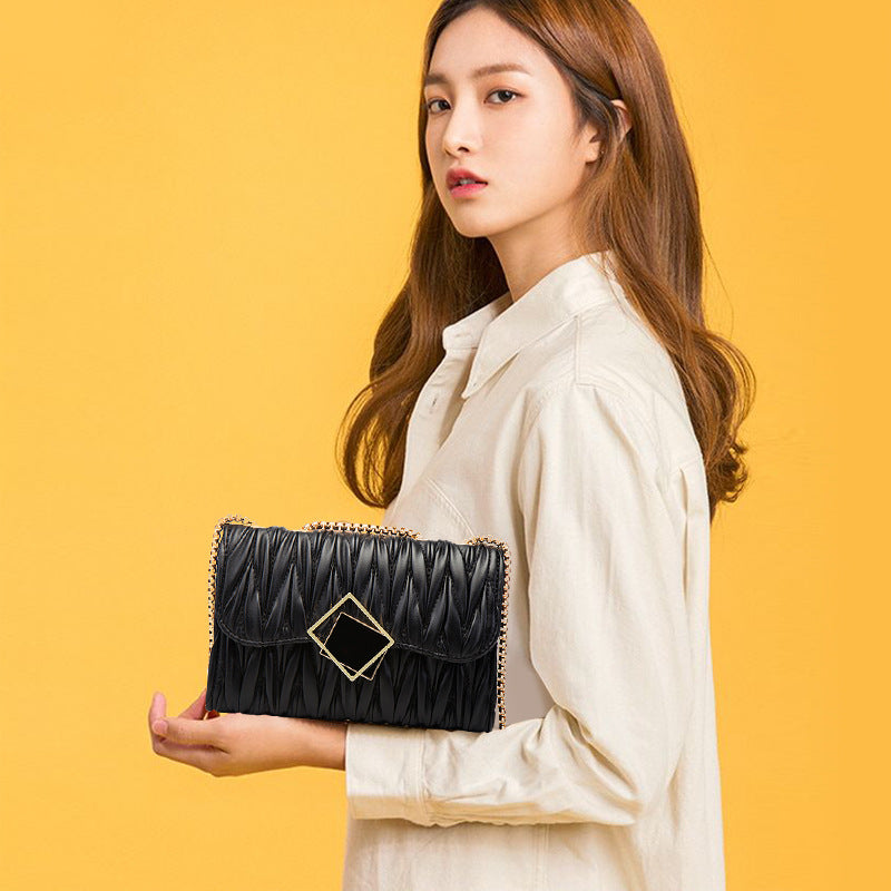 Square Buckle Pleated Square Bag