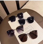Oversized Metal Half-Frame Sunglasses