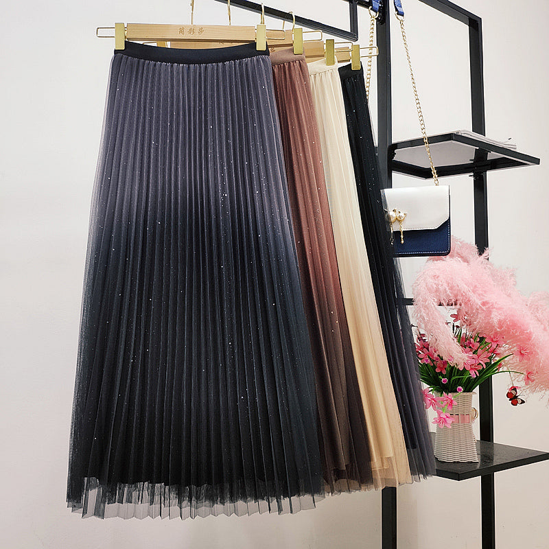Both Sides Wear Gradient Mesh Skirt