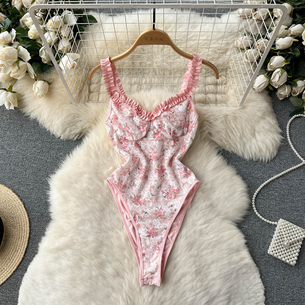 Pink Lace Embroidered Floral Jumpsuit