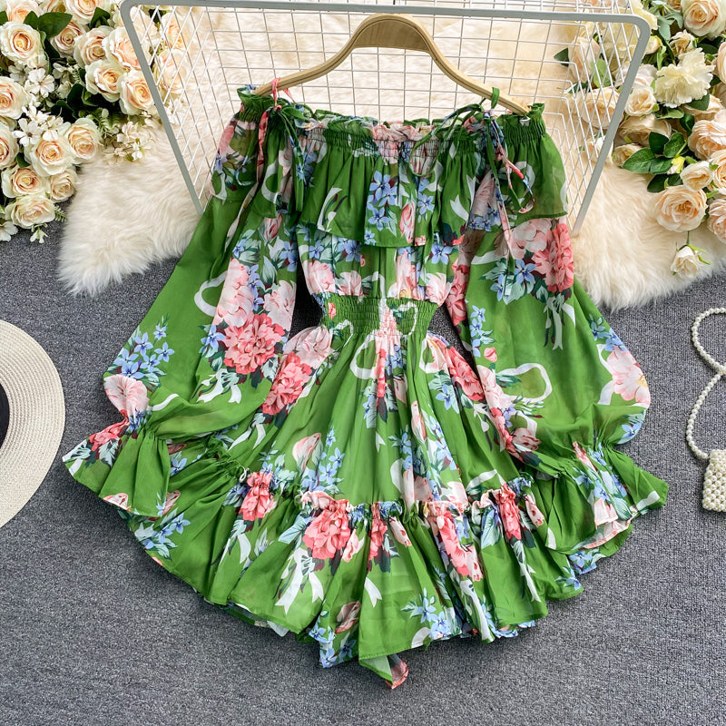 Off-the-shoulder Printed Chiffon Jumpsuit