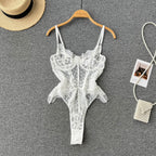Chic White Lace Bustier Jumpsuit
