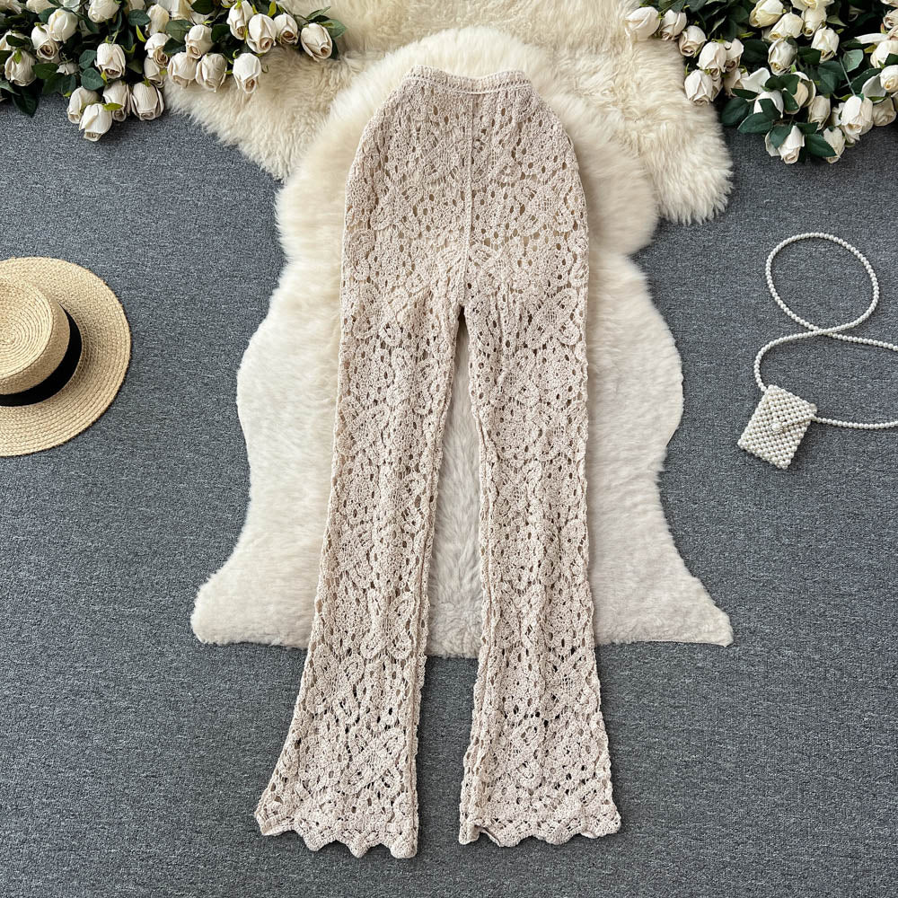 Bohemian Style Hollowed Crochet Knitted Trousers