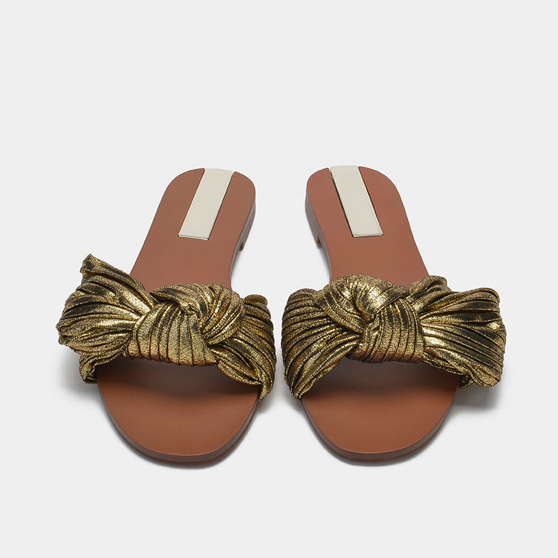 Flat Ruffled Bow Sandals