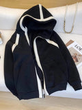 Color Blocking Zipped Hooded Jacket