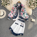Bow Tie Chiffon Blouse&Skirt Two-piece