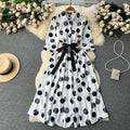 Polo Collar Polka Dot Shirt Dress