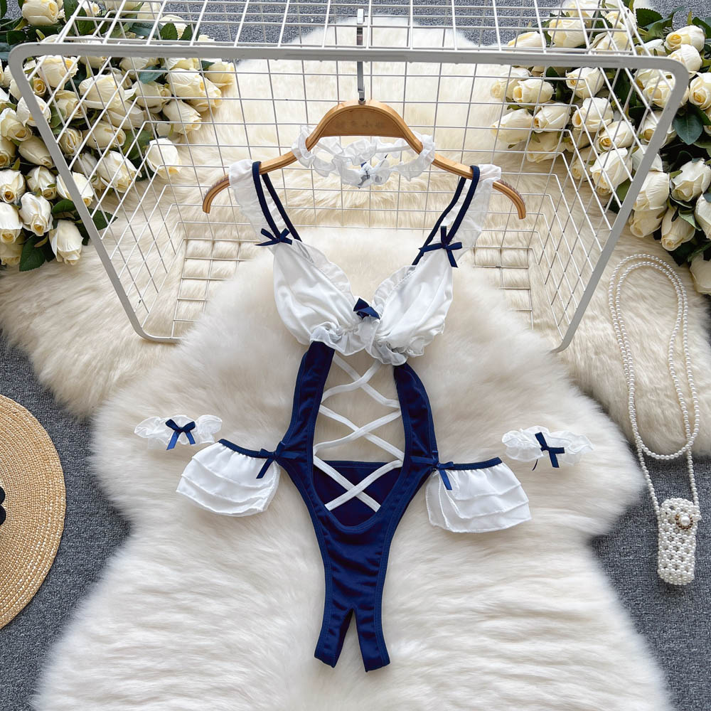 Sexy Maid Hollowed Lace-up Jumpsuit