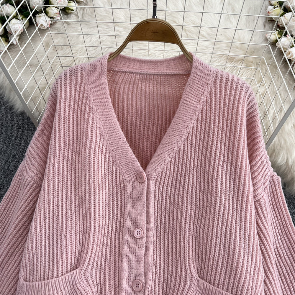 Loose Cardigan&Slip Dress Knitted 2Pcs