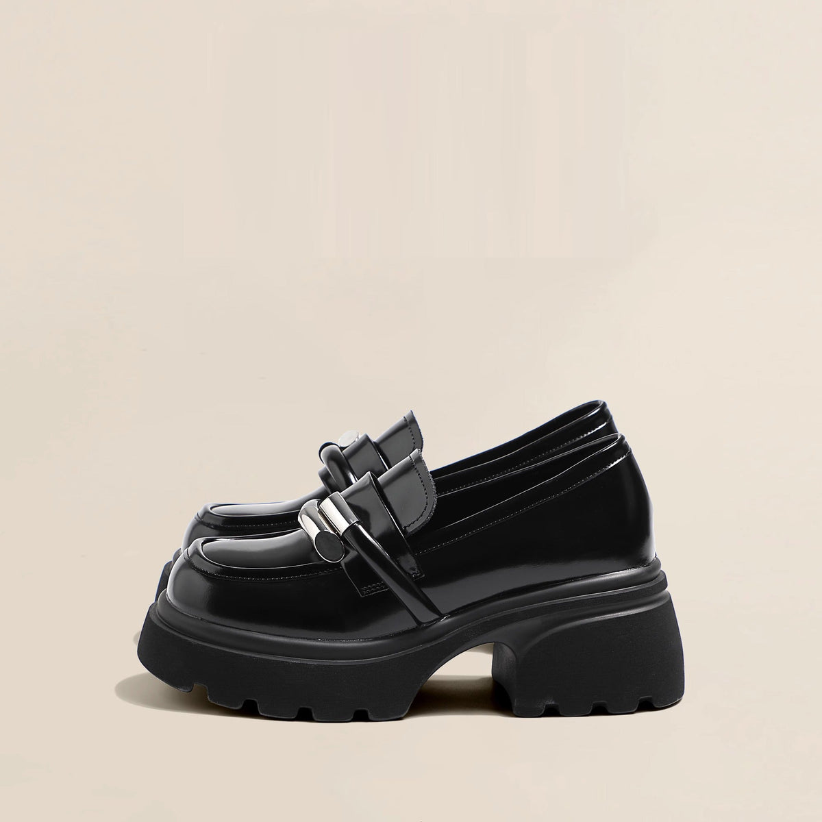 Muffin Thick Bottom High-heeled Loafers