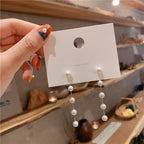 Silver Pin Pearl Tassel Earrings