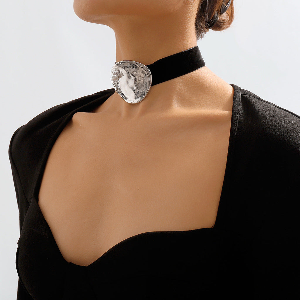 Metallic Velvet Necklace&Bracelet&Earrings