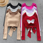 Chic U-neck Backless Lace-up Top