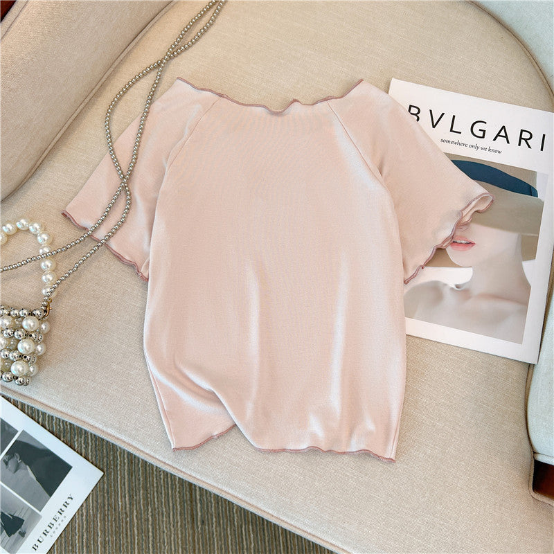 Vintage Open Neckline Printed T-shirt