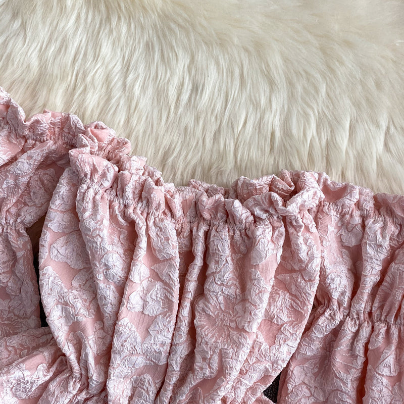 Strapless Long Sleeve Jacquard Shirt