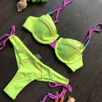 Mixed Colour Simple-design Stringed Bikini