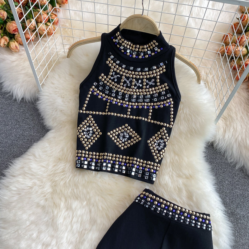 Two-piece Suit Of Sleeveless Vest And High-waist Stretch Trousers