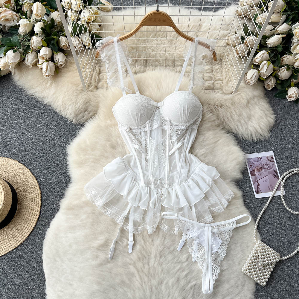 Vintage Mesh Ruffled Halter Dress