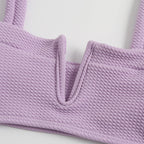 Solid V-cut Strapless Tankini