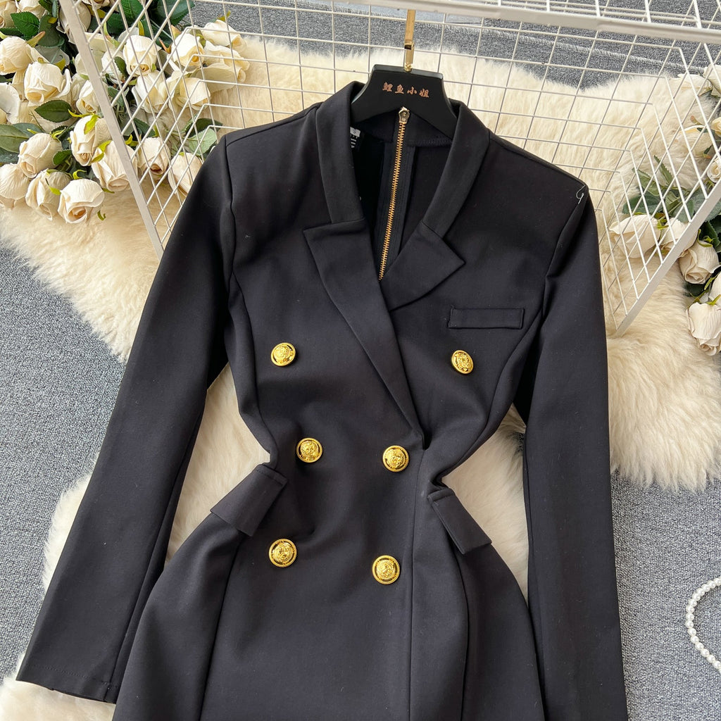 Black Double Breasted Suit Dress