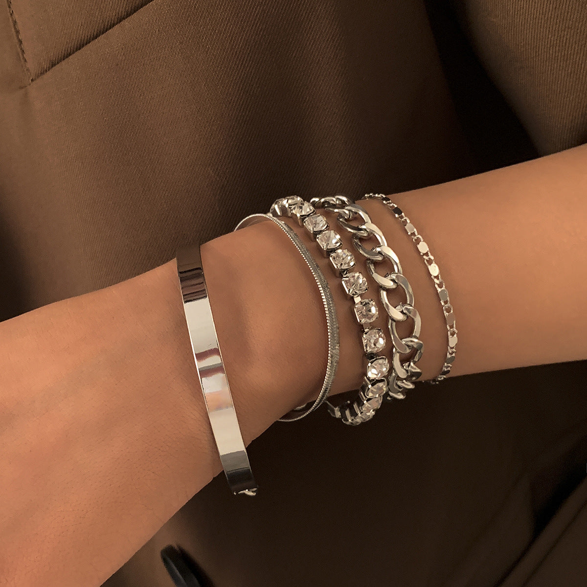 Multi-Element Rhinestone Bracelet Set