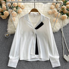 Loose Fit Black Trim White Shirt