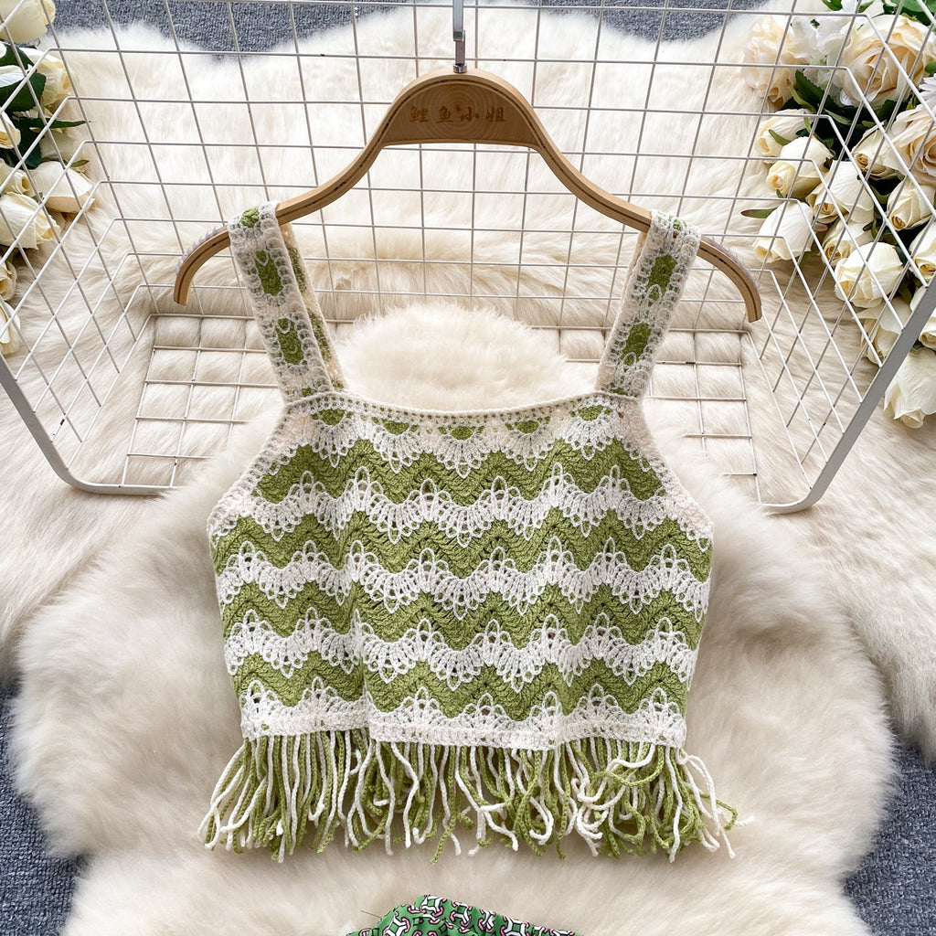Bohemia Cardigan&Trousers Waven Knitted 2Pcs