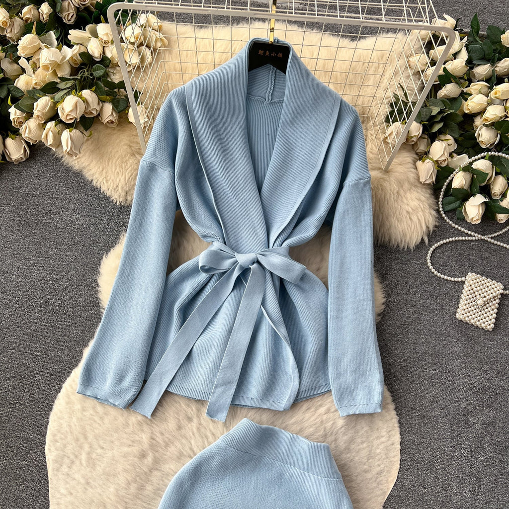 Cardigan&Camisole&Skirt Knitted 3Pcs